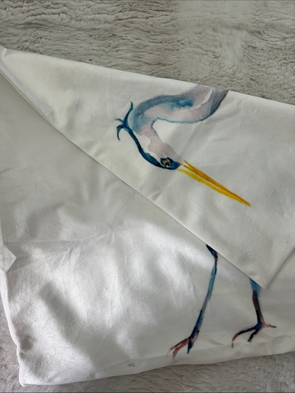Watercolor Heron Throw Pillow Cover - White with Blue & Yellow, 20x20 - Picture 3 of 3